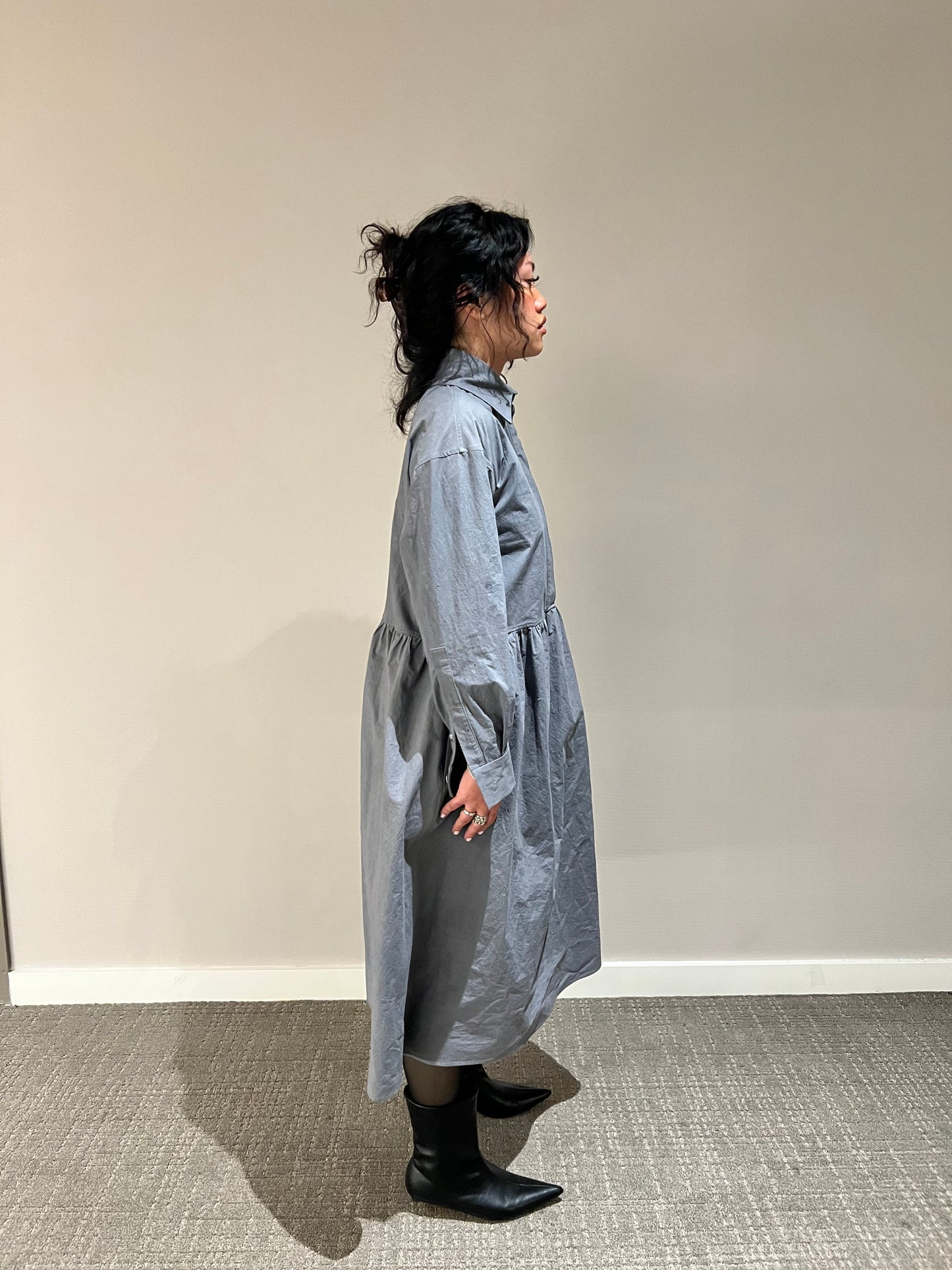 Dalia Dress in Cotton Charcoal